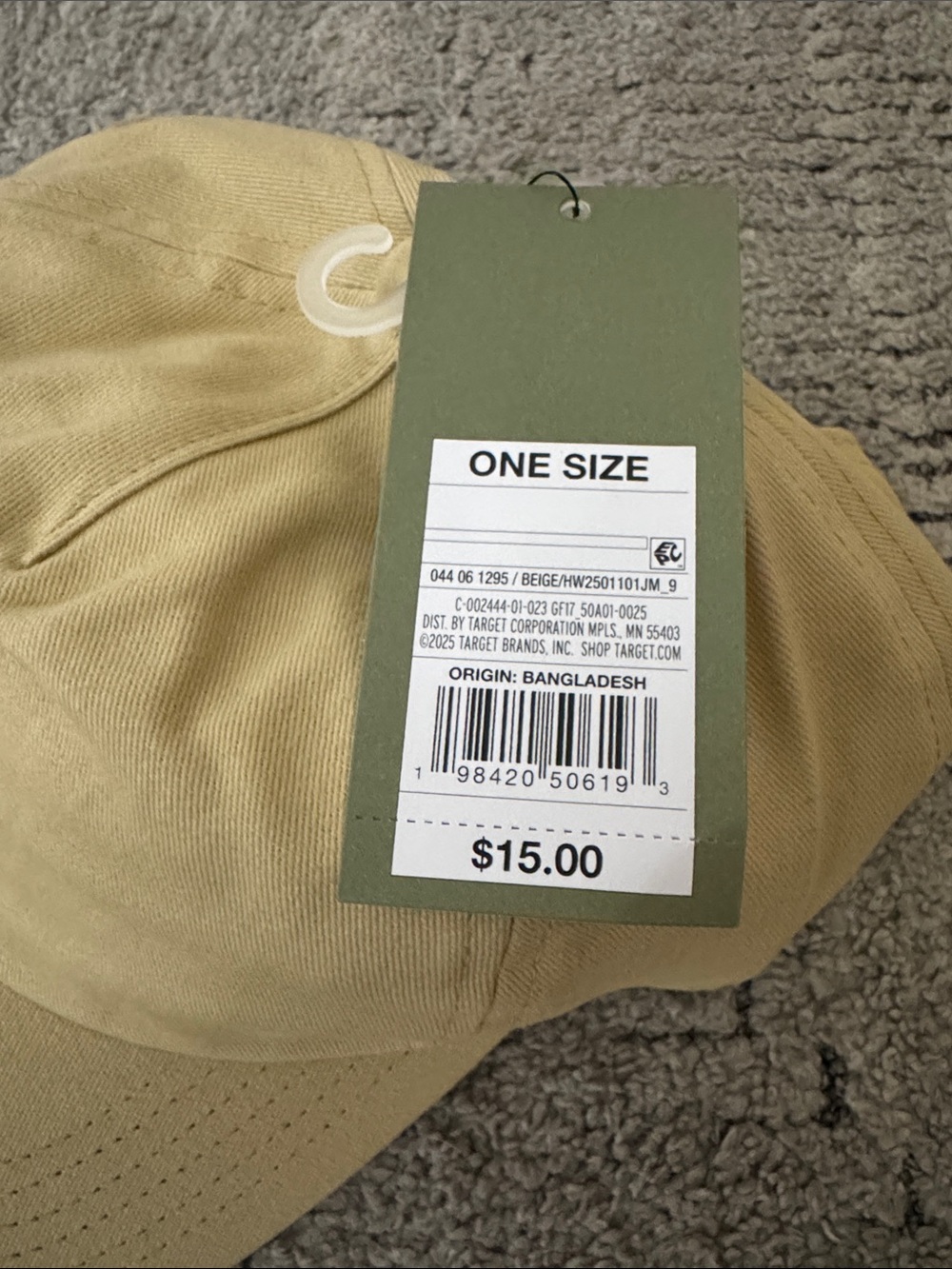 Beige Cotton Baseball Cap with Red Heart Embroidery - Picture 4 of 4